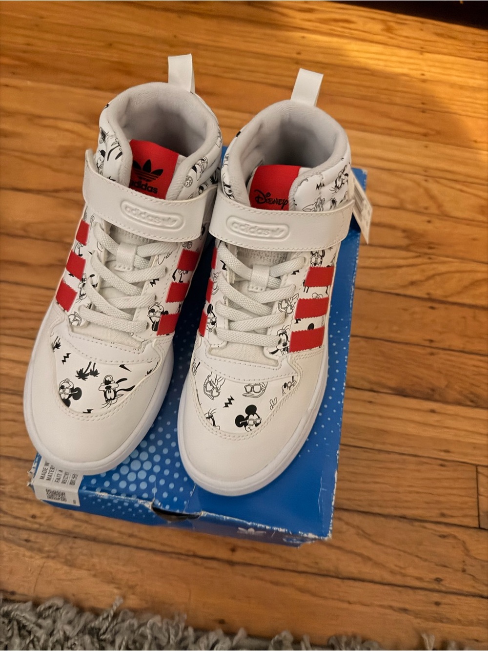 adidas Kids White & Red Mickey Mouse High-Top Sneakers